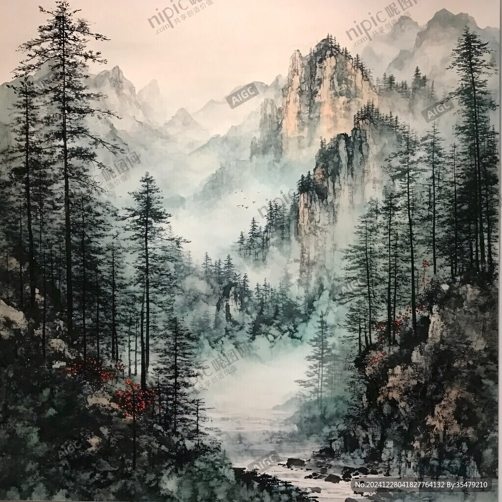 迎客松油畫
