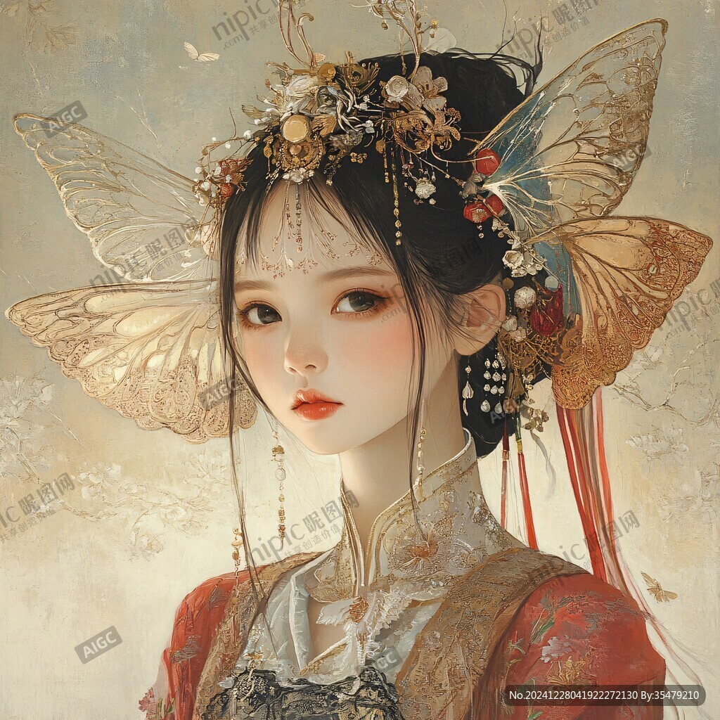 古風(fēng)美女頭像插畫封面