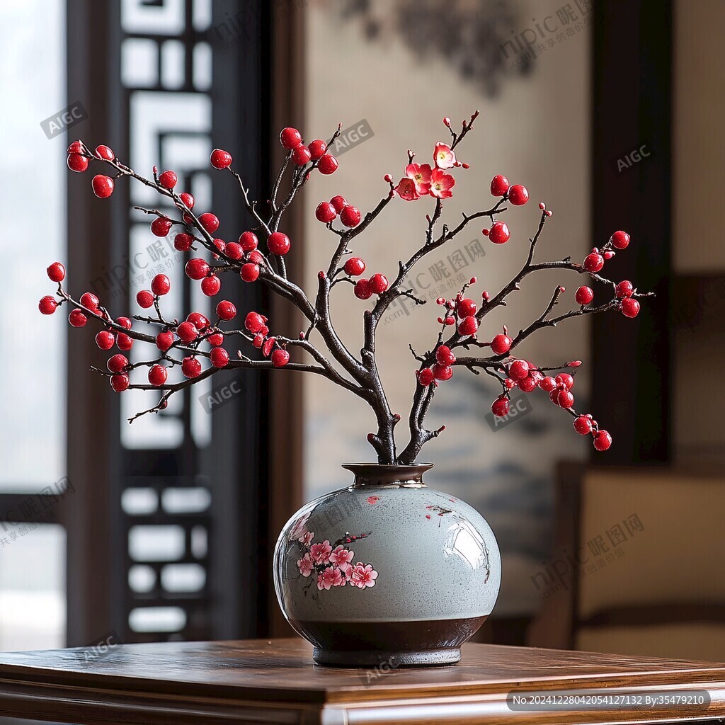 紅色新中式花藝