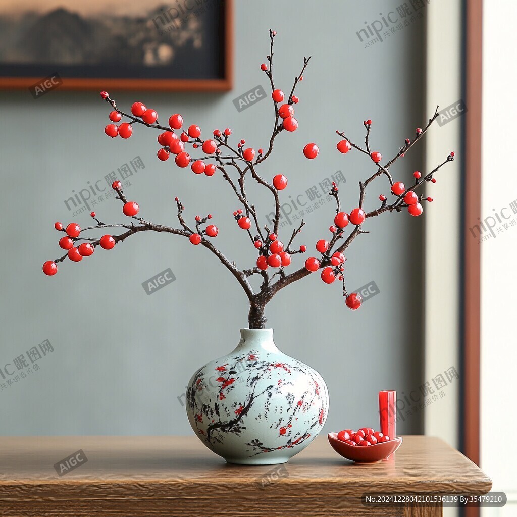 紅色新中式花藝