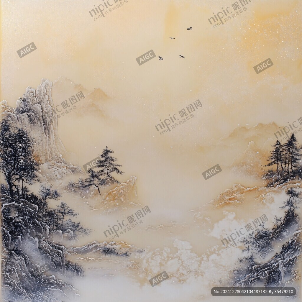 金色山水壁畫