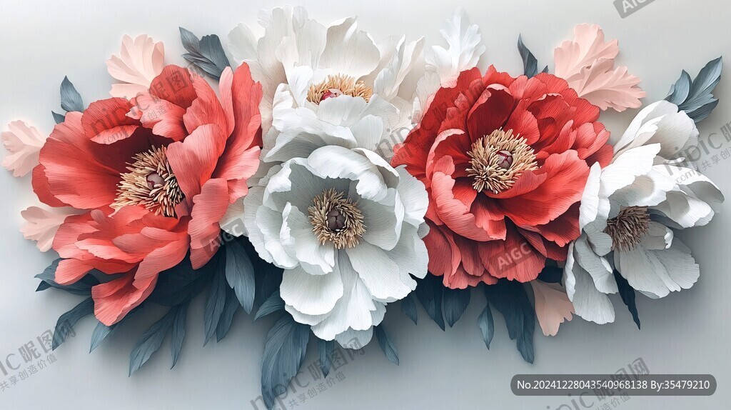 3d立體花卉牡丹