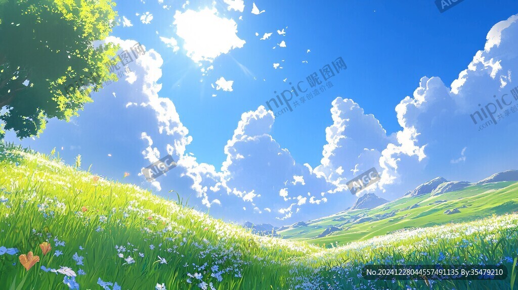 陽光晴朗風(fēng)景插畫