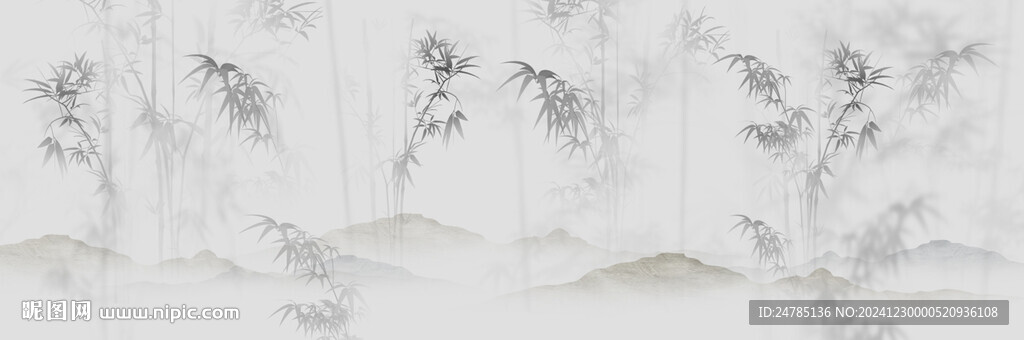 新中式水墨竹子背景