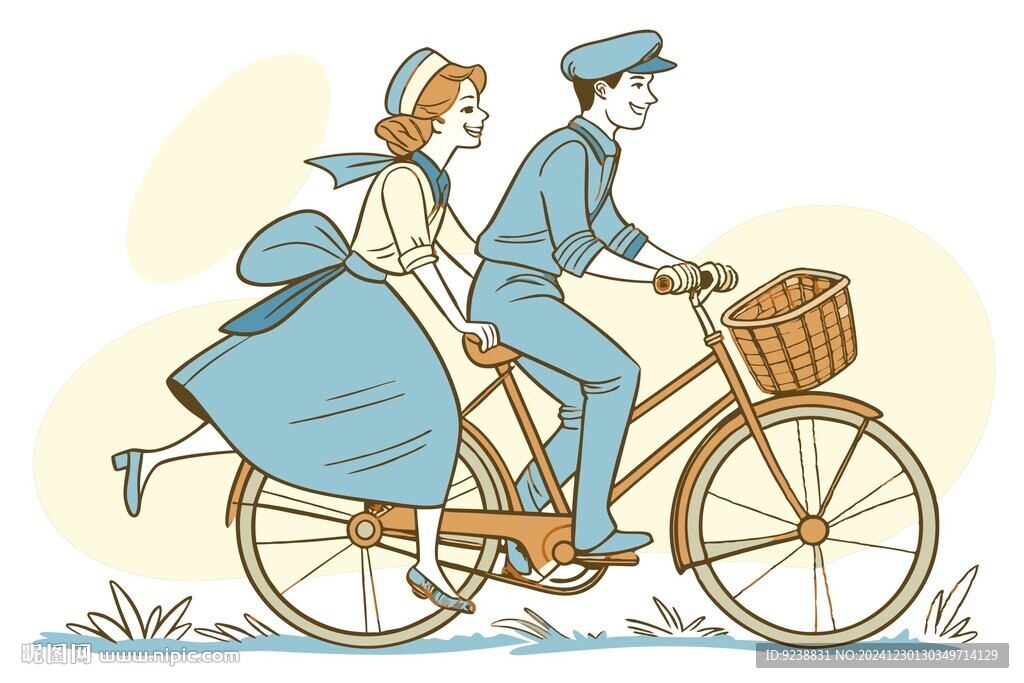 騎自行車的情侶