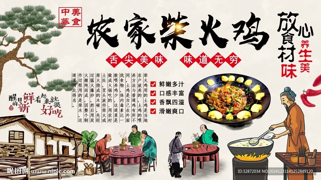 柴火雞背景墻