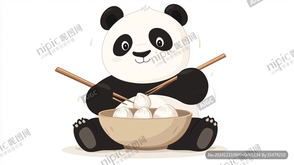 吃火鍋涮火鍋卡通熊貓