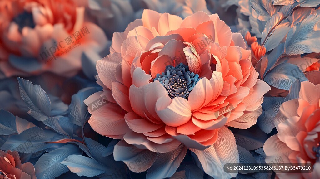 3d立體花卉牡丹