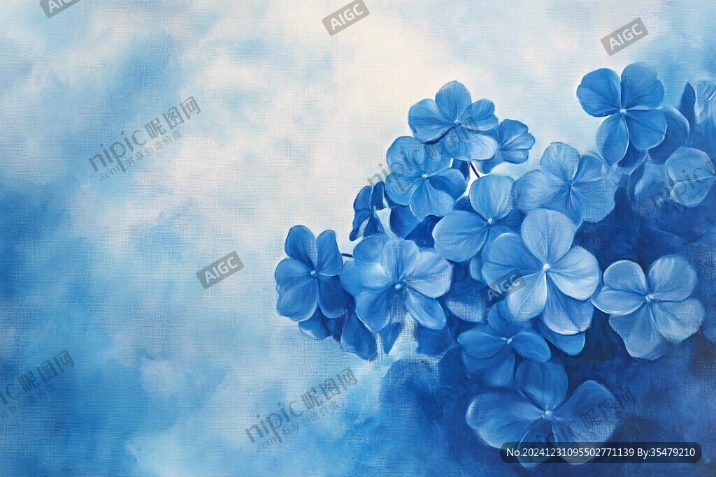 蓝色绣球花背景 蓝色绣球花背景