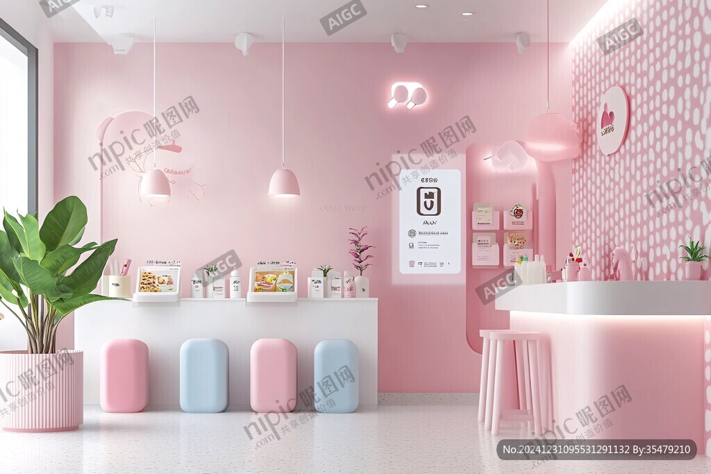 粉色甜品奶茶店