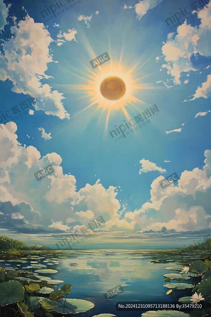 陽光晴朗風景插畫