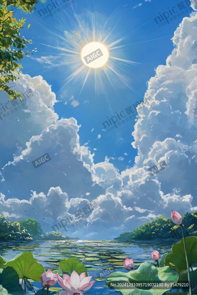 陽光晴朗風(fēng)景插畫
