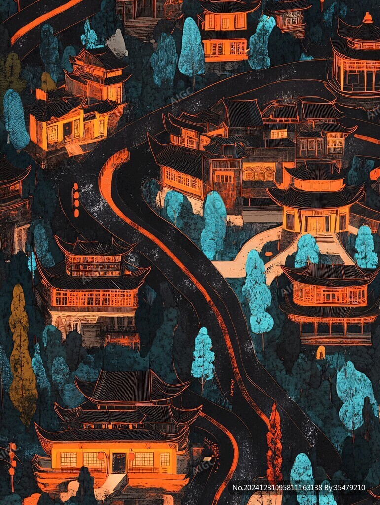 土家族城市插畫