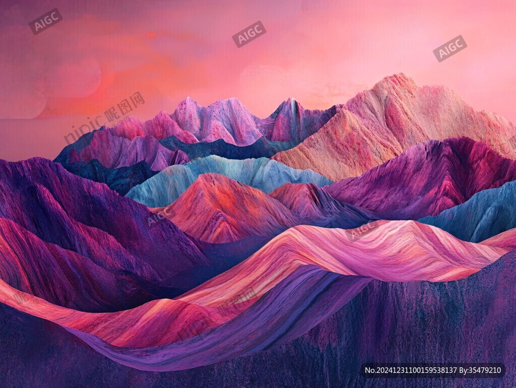 七彩丹霞插畫