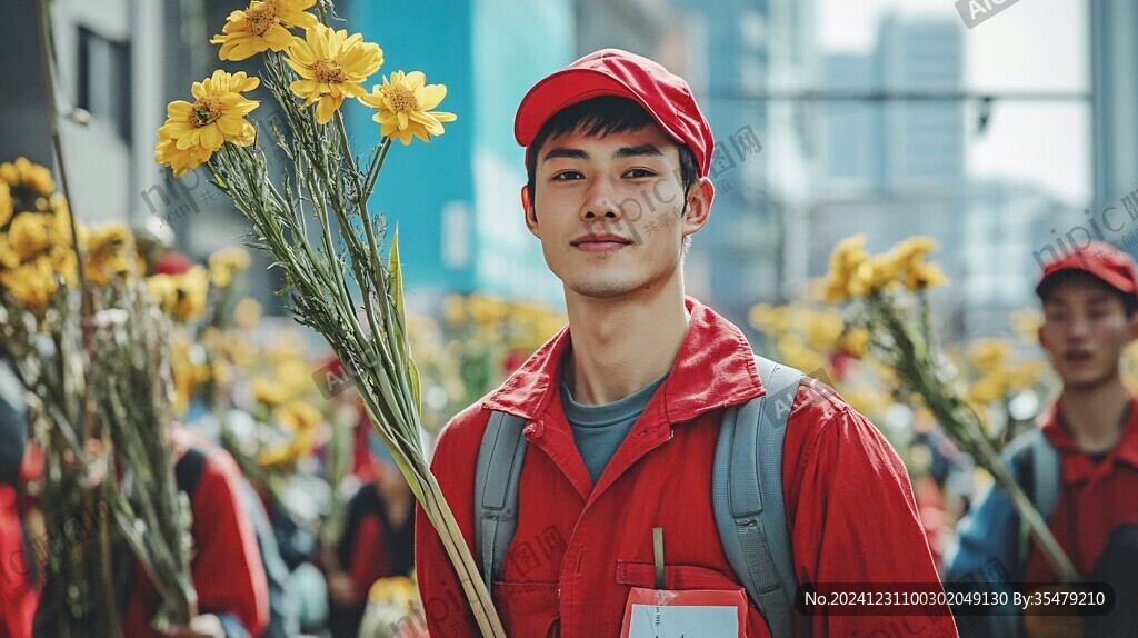 賣花的男青年