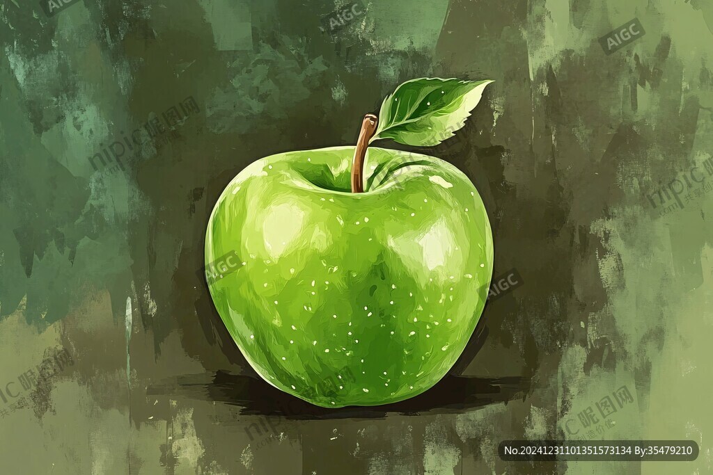 綠色蘋果插畫
