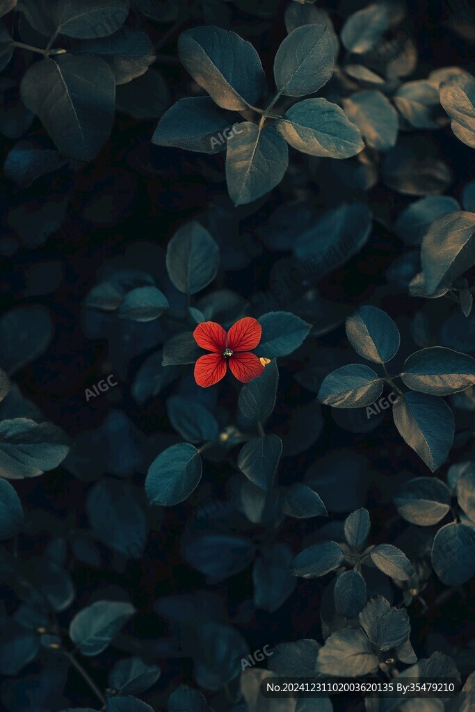 小紅花藍(lán)色背景