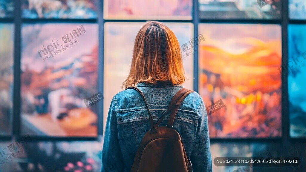 看畫展的女孩