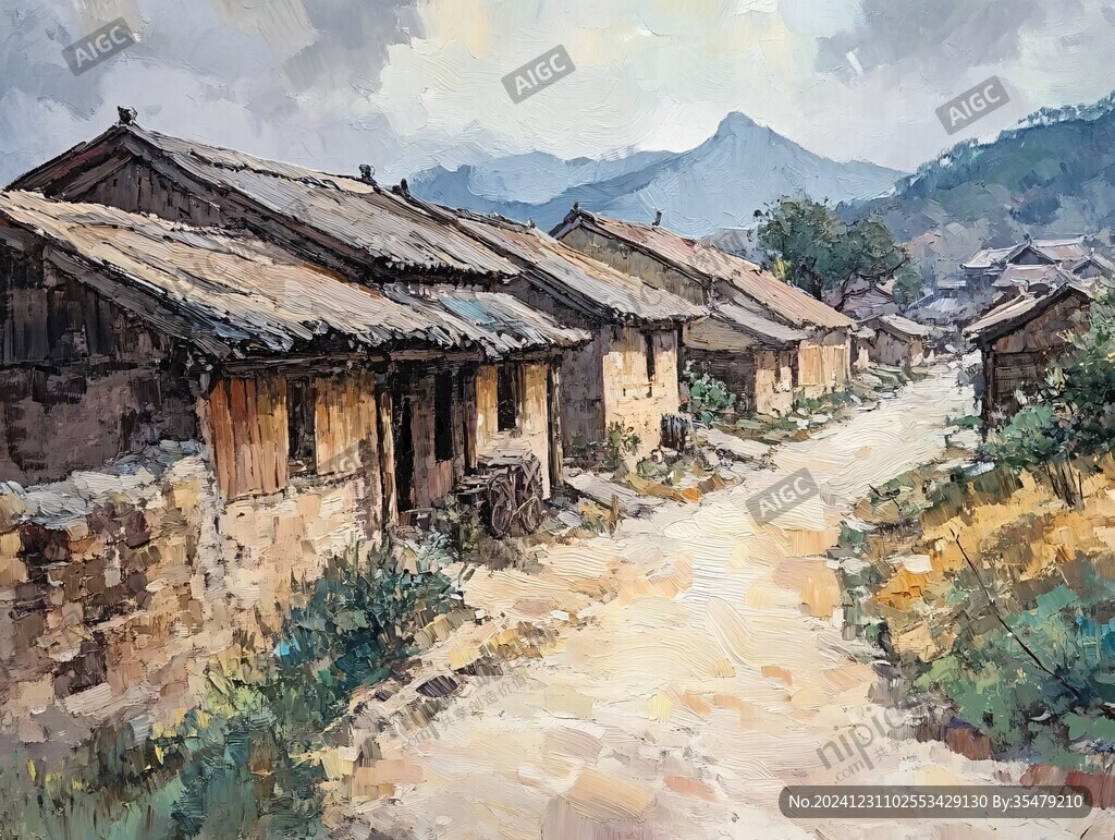 爨底下風(fēng)情油畫