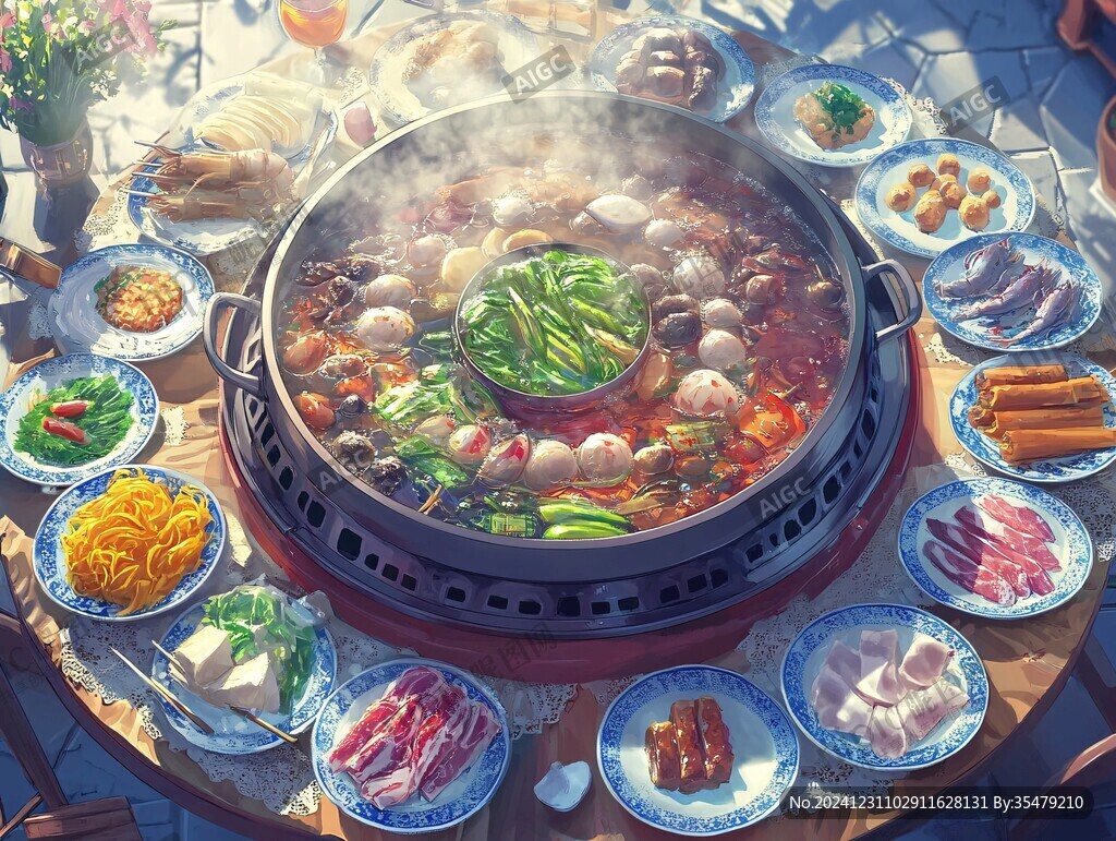 圍爐插畫