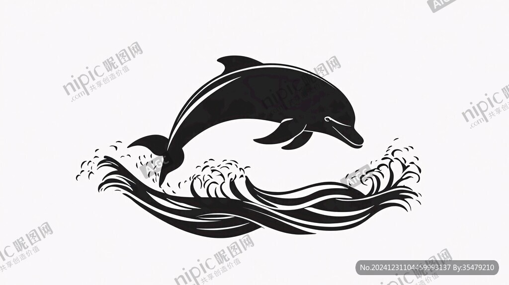 手繪海豚設計圖標形象