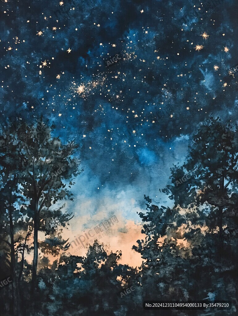 手繪唯美夜晚