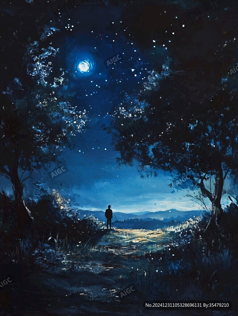 月光插畫月光下