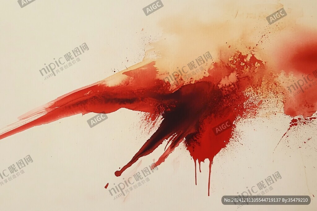 水墨暈染酒紅色炫彩