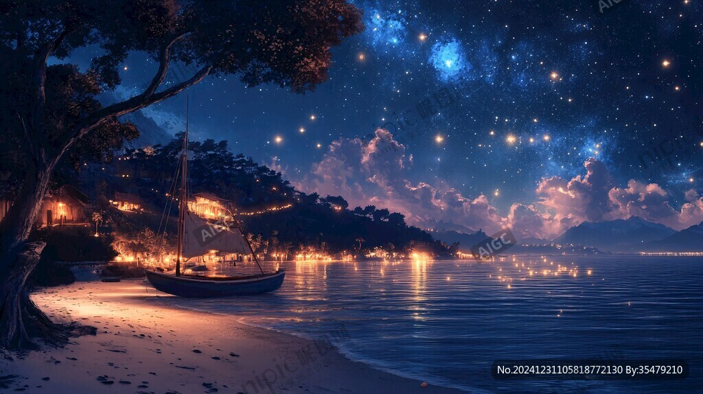 夢(mèng)幻海上夜景