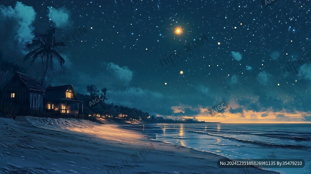 手繪唯美夜晚