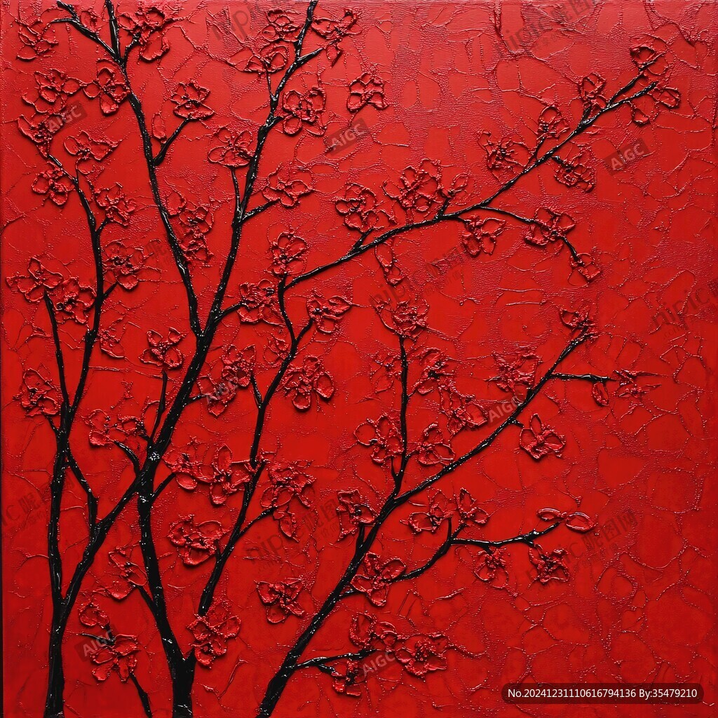 花卉紅雕漆