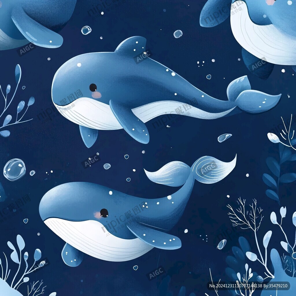 鯨魚海豚插畫