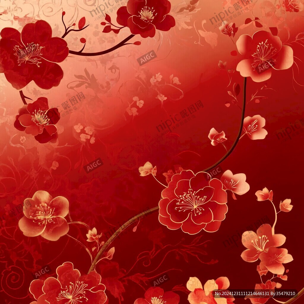 杏花紅底圖