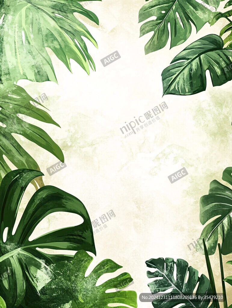 簡約龜背葉海報背景