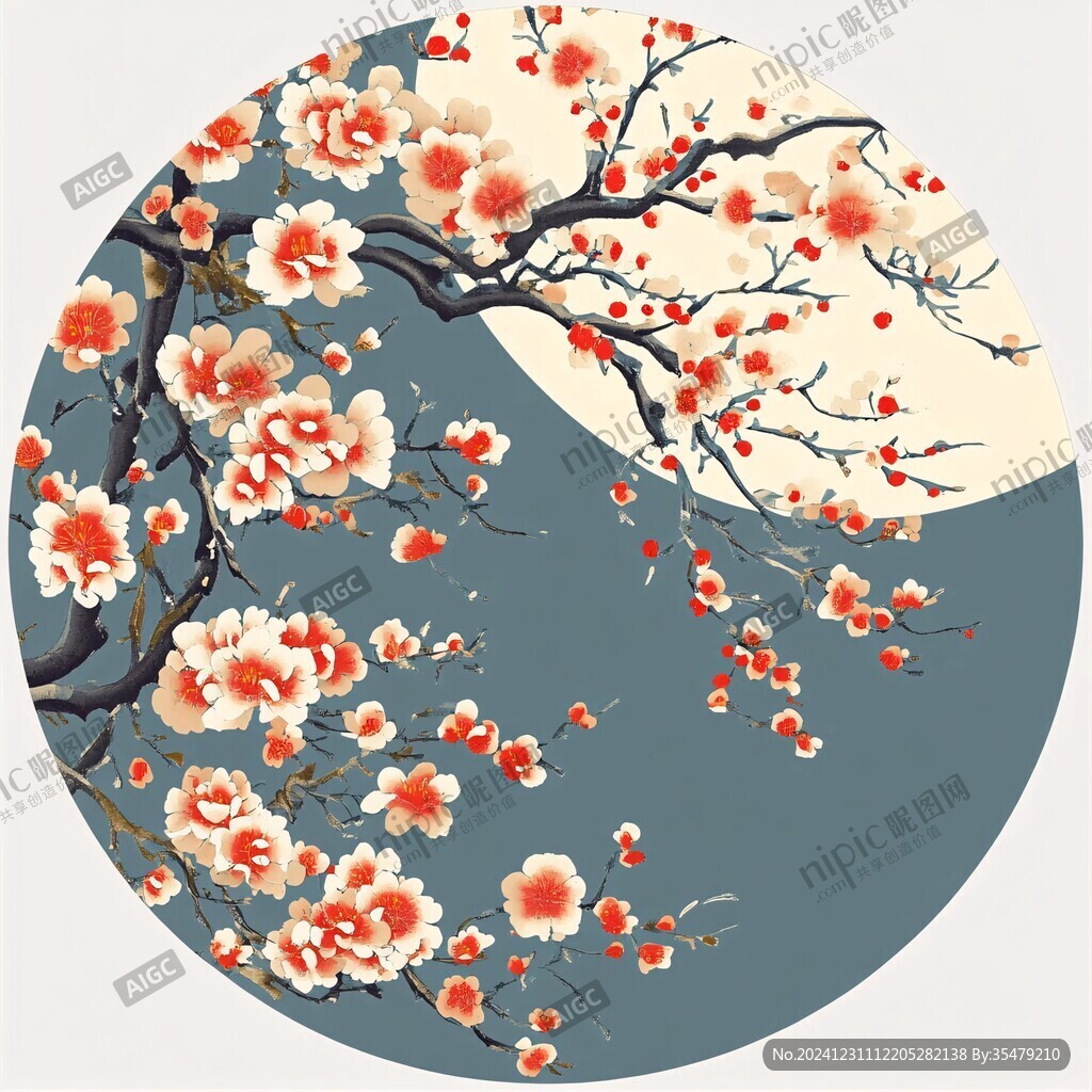 圓形梅花裝飾畫