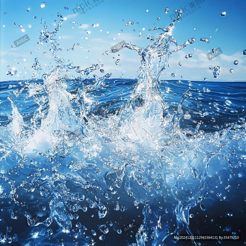 大海浪花噴濺的水珠