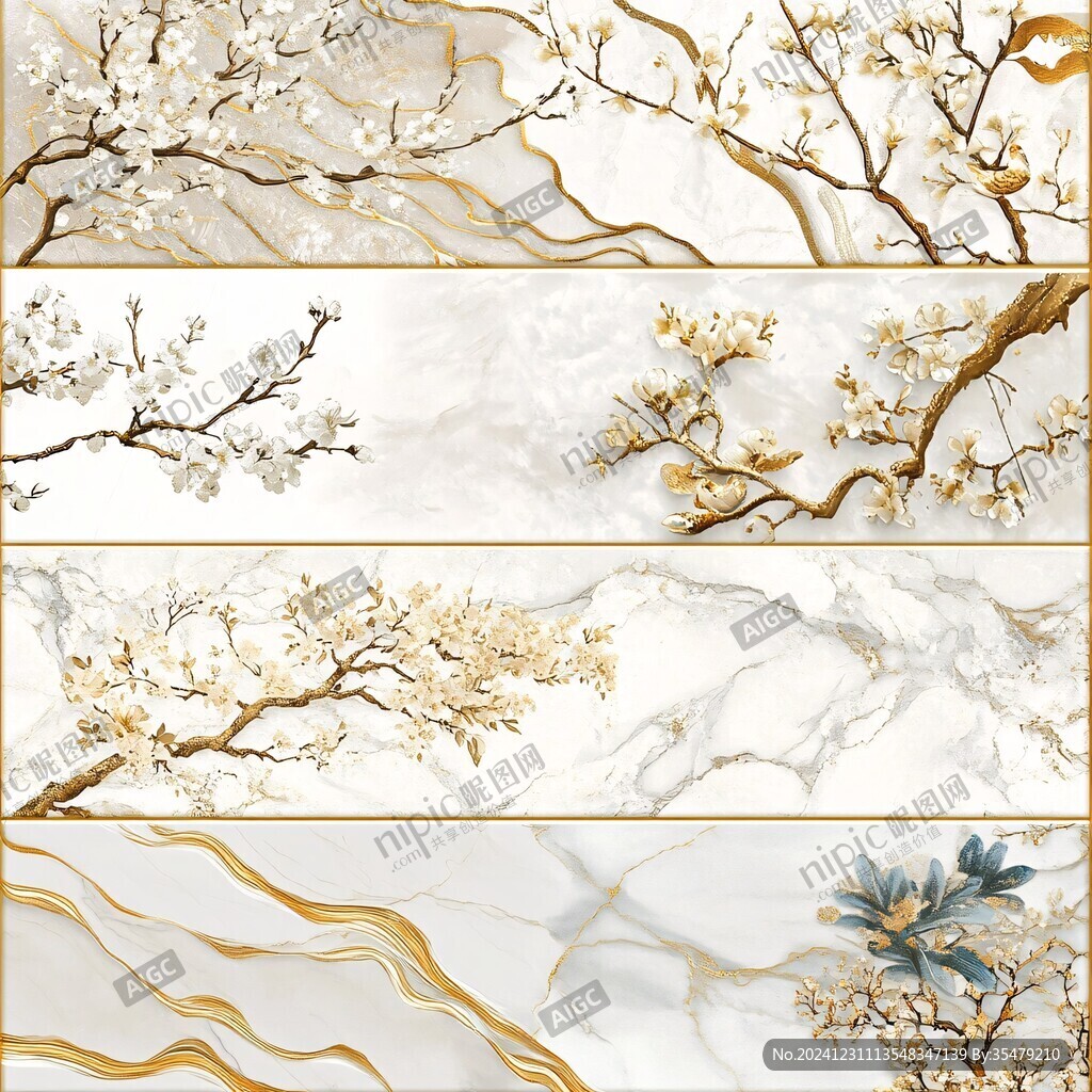 新中式梅花花鳥畫墻