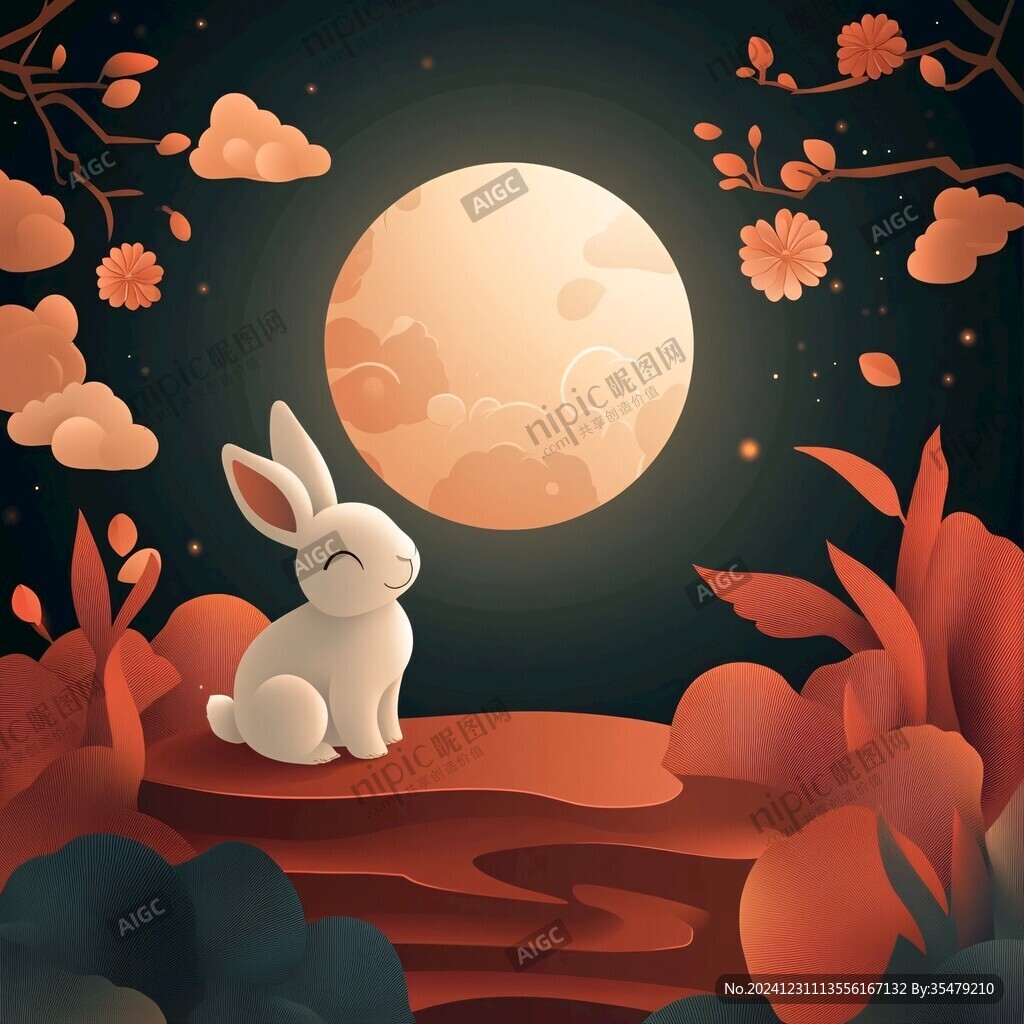 中秋扁平化插畫