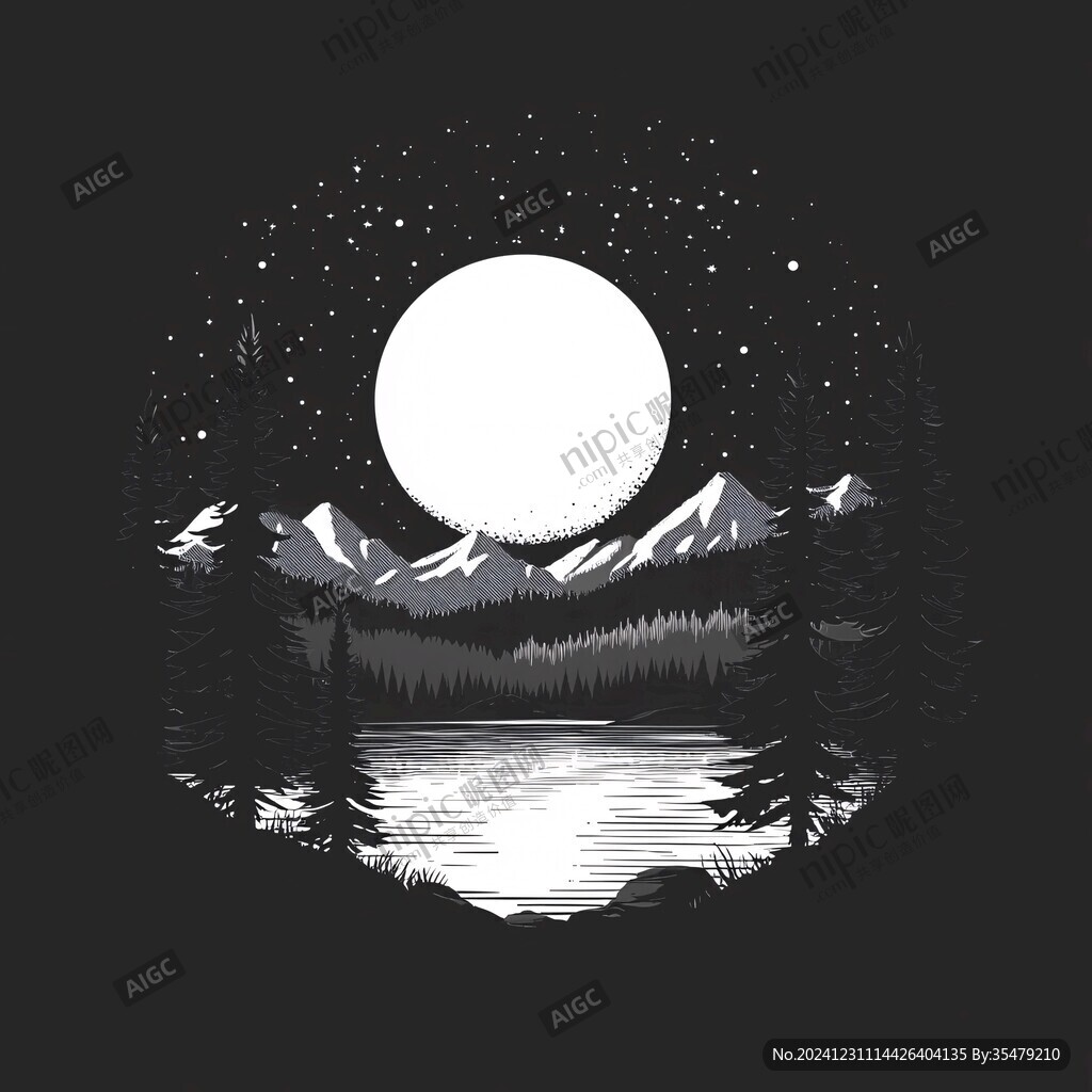 抽象晝夜山水