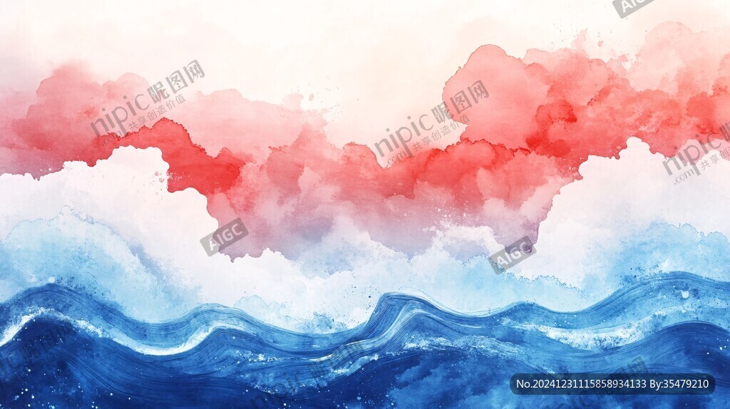 藍(lán)紅水彩背景