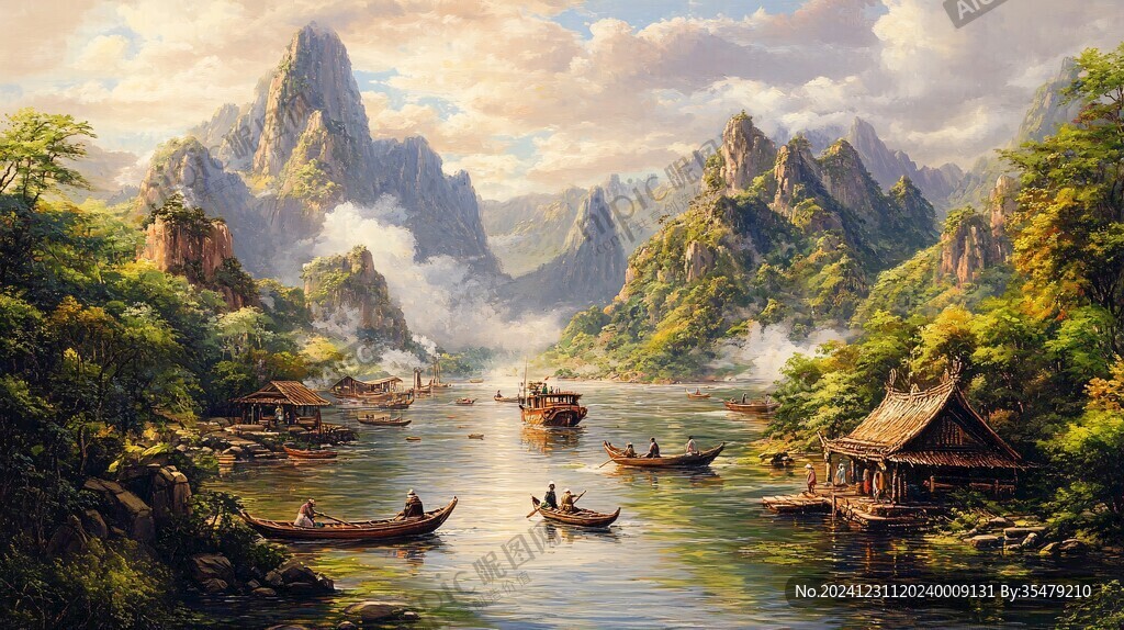 風光人間仙境油畫