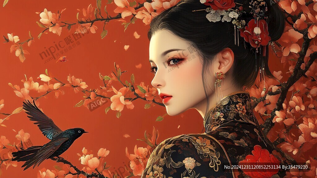 木棉花美女插畫(huà)