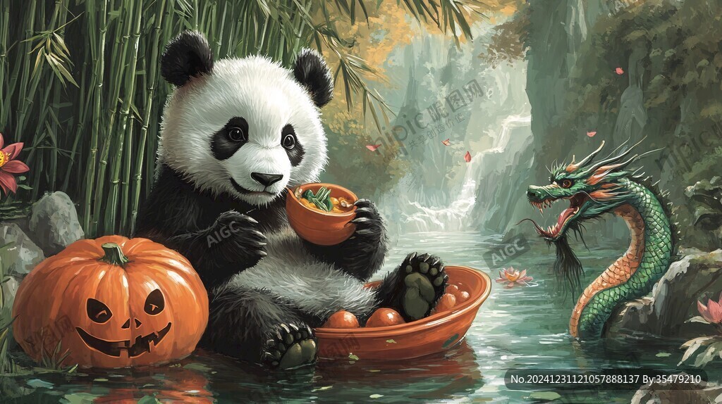 寫實熊貓插畫
