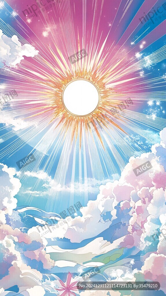 陽光晴朗風景插畫