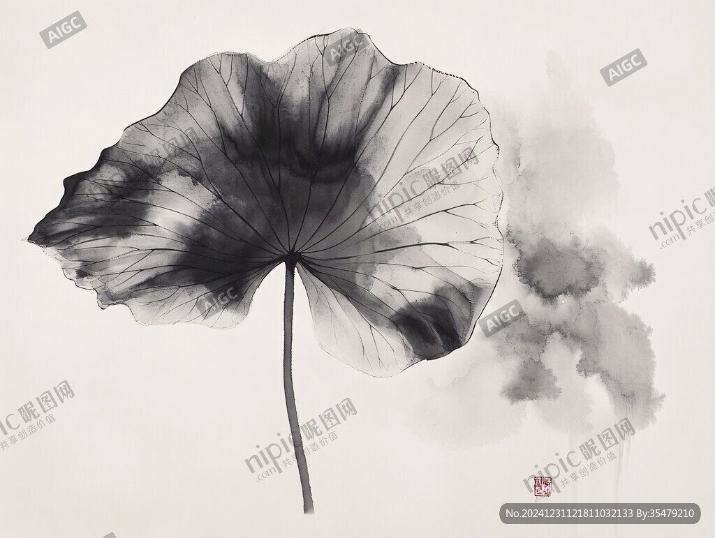 禪意水墨蓮蓬
