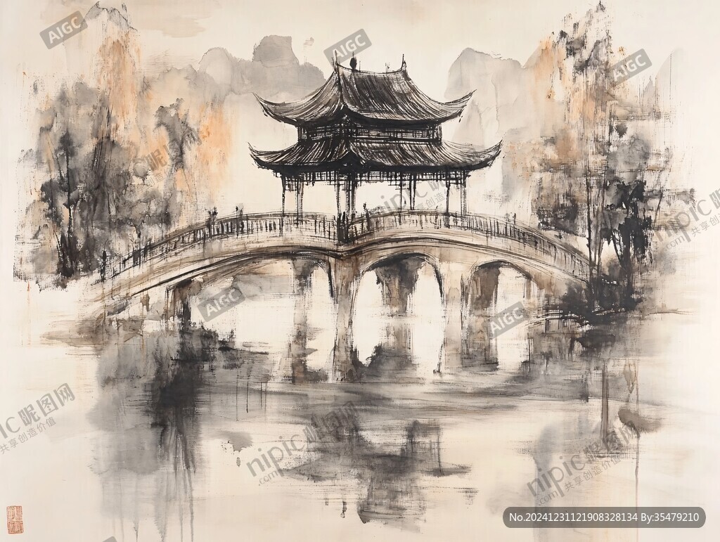 水墨五亭橋