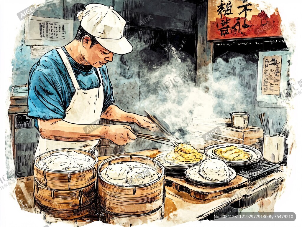 早點(diǎn)鋪手繪插畫(huà)
