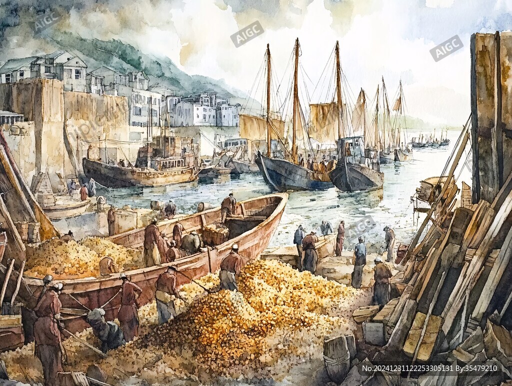 古代航海貿(mào)易場景