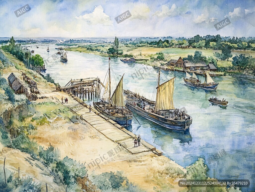 古代漕運(yùn)場(chǎng)景