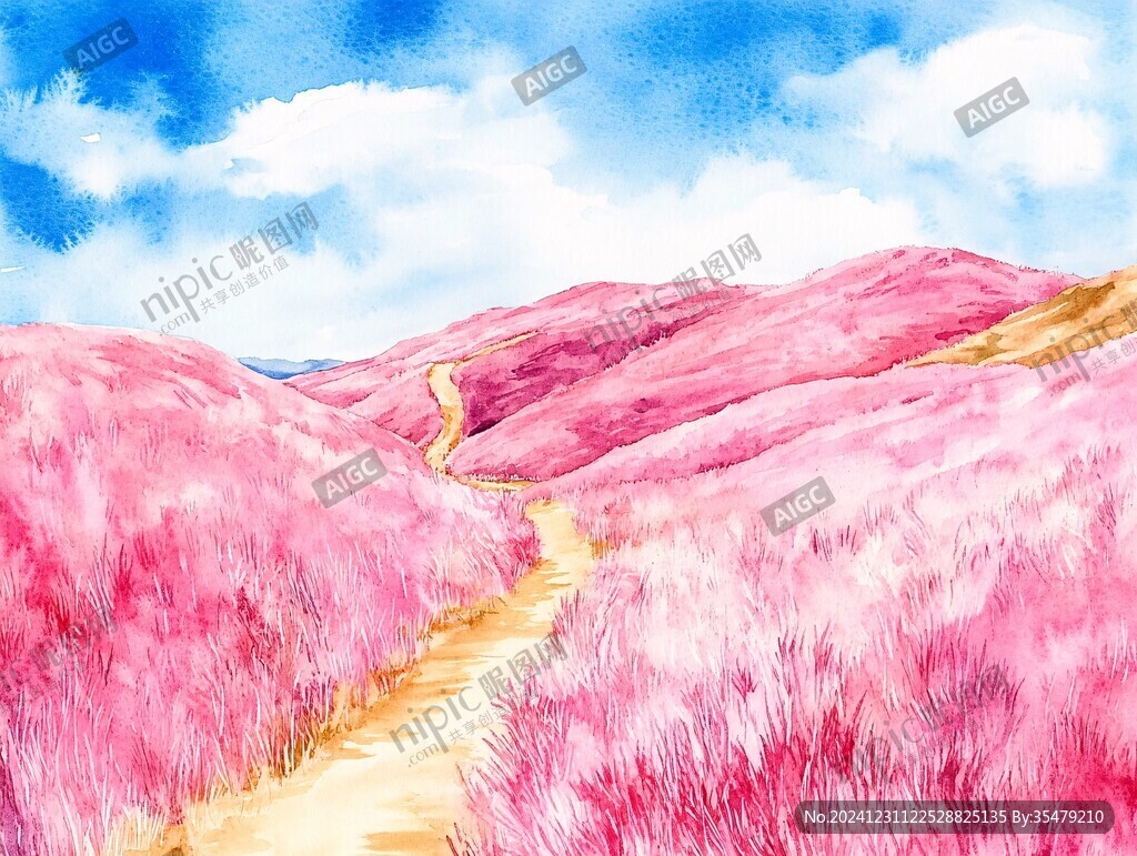 粉色花田小路